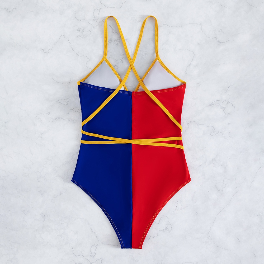 One Piece Color Block Bikini