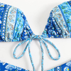 dark blue paisley sexy deep v two piece women bikini