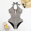 one piece leopard halter neck women bikini