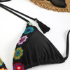 black floral embroidery 2 piece women bikini