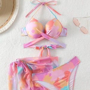 2024 new arrival tie dye woman swimsuit ladies two pieces bikiis set with cover up