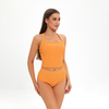 two piece square neck yellow 2 piece bathing suit