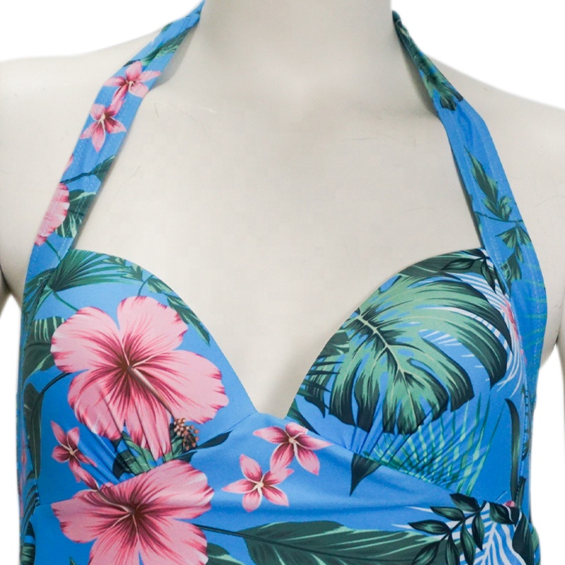 blue pringting halter