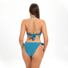 solid color blue bandeau two piece teen girl bikini set