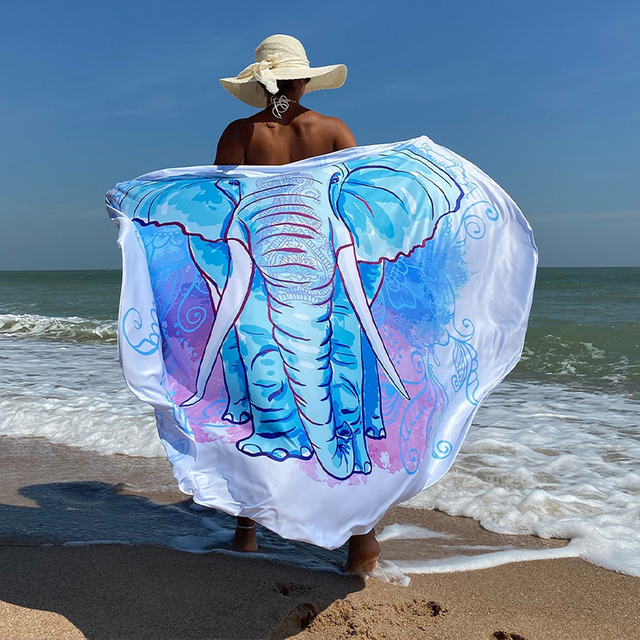 elephant buttterfly animal printing women beach sarong