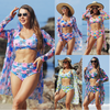 green palm leaf two piece women bikini with cover up