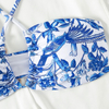 classic blue twist floral 2 piece women swimwear