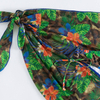 green floral set 3 women bikini with beach sarong 