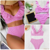 trendy classic white stripe flash floral two piece sexy women bikini 