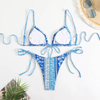 dark blue paisley sexy deep v two piece women bikini