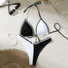 black and white color contrast two women bikini set