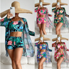 set 3 tropic coconut tree leaf micro mini two piece women bikini with cover up