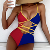 One Piece Color Block Bikini