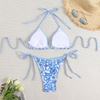 Australian hot sale 2024 summer triangle blue floral 2 piece women bikini