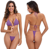 purple pink blue green halter tie neck thong spaghetti extreme sexy women bikini