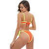 yellow orange geometric two piece women bikini