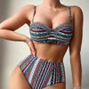 geometric underwire bandeau two piece women swimwear