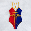 One Piece Color Block Bikini