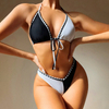 black and white color contrast two women bikini set