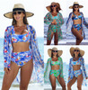 set 3 tropic coconut tree leaf micro mini two piece women bikini with cover up