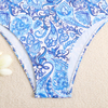 one piece blue paisley bikini