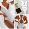 trendy classic white stripe flash floral two piece sexy women bikini 