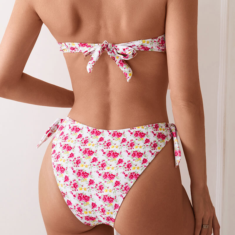 pink bandeau two piece women bikini