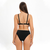 solid black white lining color contrast metal hooked two piece bikini set