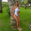 pure white asymmetric one piece women bikini 