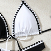 black and white color contrast two women bikini set