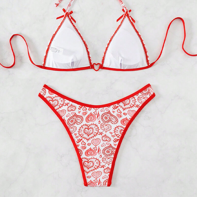 red ring linked two piece sexy women bikini