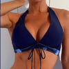 dark blue butterfly two piece women swimwear