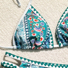 blue paisley plunge neck 2 piece women bikini