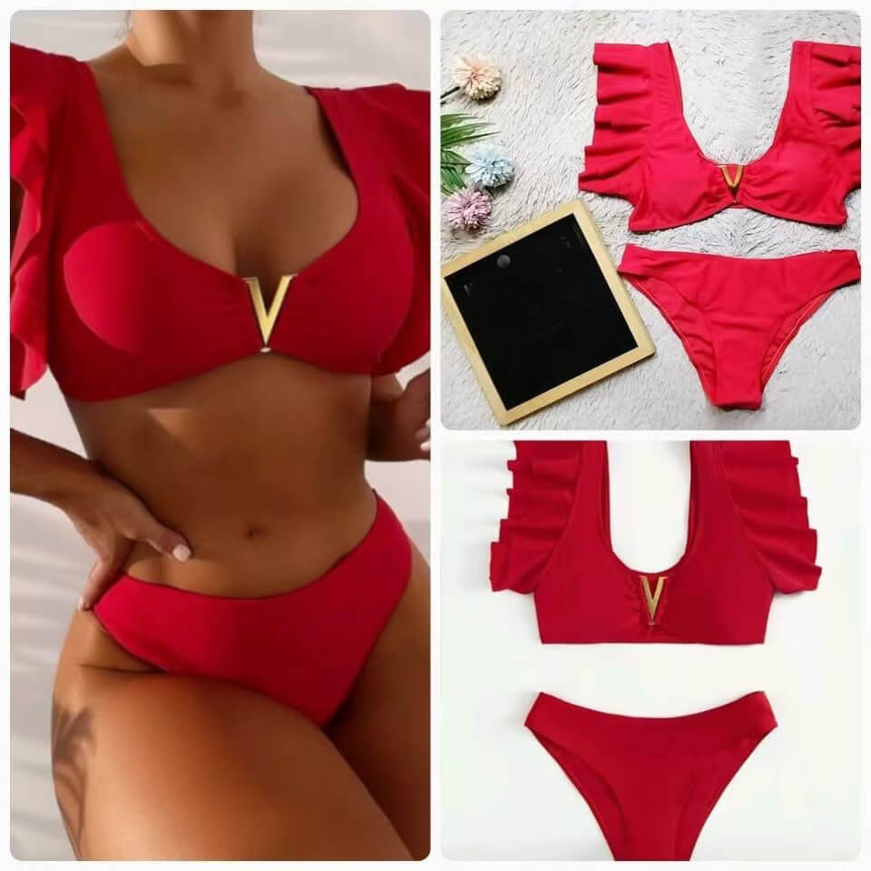 trendy classic white stripe flash floral two piece sexy women bikini 