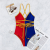 One Piece Color Block Bikini