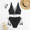 black embroidery two piece women bikini