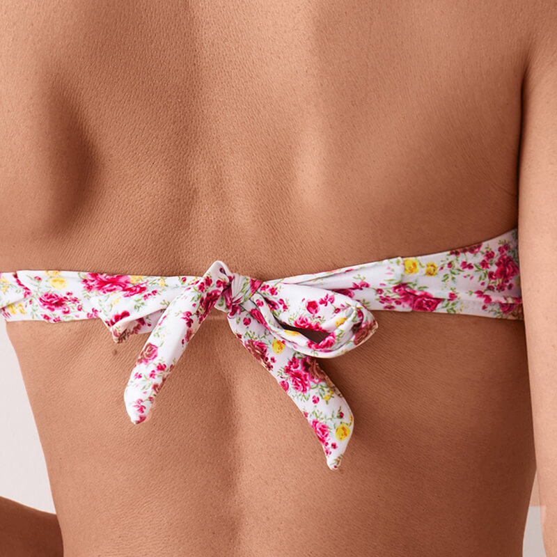 pink bandeau two piece women bikini