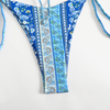 dark blue paisley sexy deep v two piece women bikini