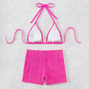 pink ruched two piece women bikini