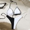 black and white color contrast two women bikini set