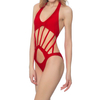 black and red solid color one piece hollow out sexy women bikini