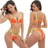 yellow orange geometric two piece women bikini