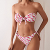 pink bandeau two piece women bikini