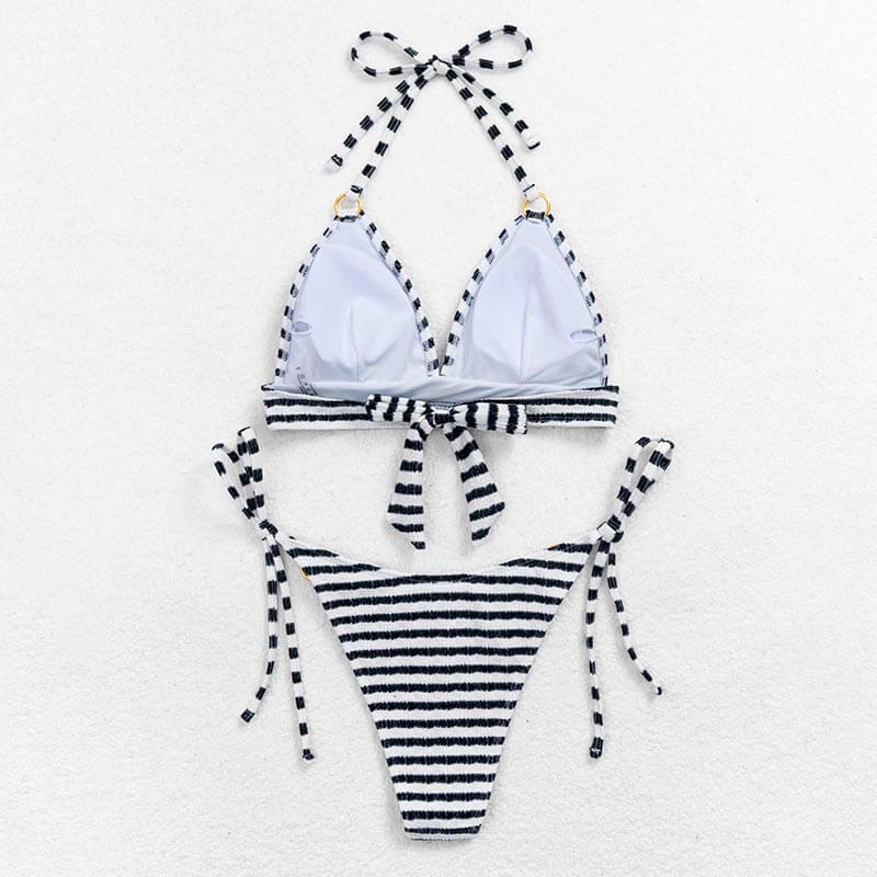 black and white stripe women bikini