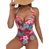 One Piece Halter Deep V Tropical Women Bikini