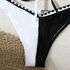 black and white color contrast two women bikini set