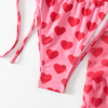  pink set 3 piece ruffle heart printing women bikini