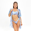 tummy control tube top thong bottom swim suit with chiffon dress