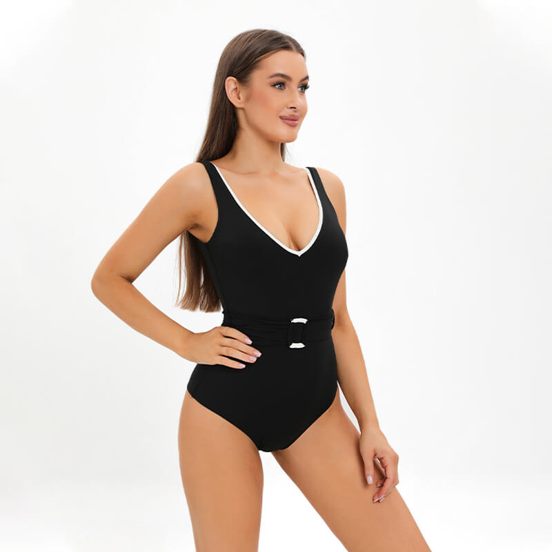 direct China factory cheap black and white color blocked one one piece women bikini 