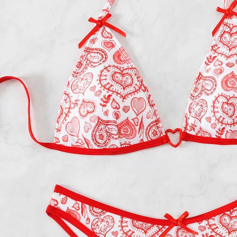 red ring linked two piece sexy women bikini